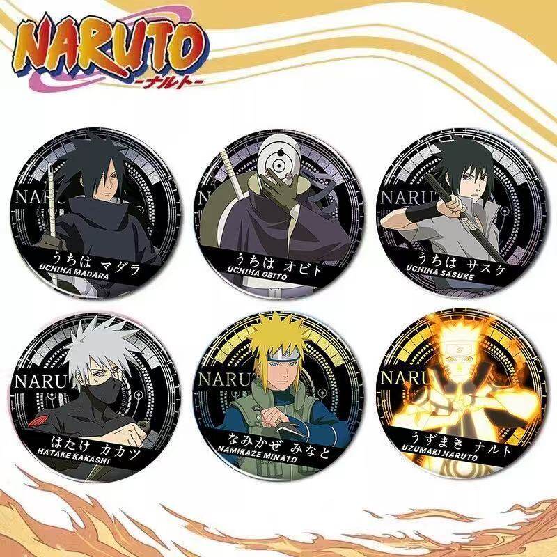 火影忍者周边神卡水门宇智波佐助鸣人带土谷子马口铁58MM徽章吧唧