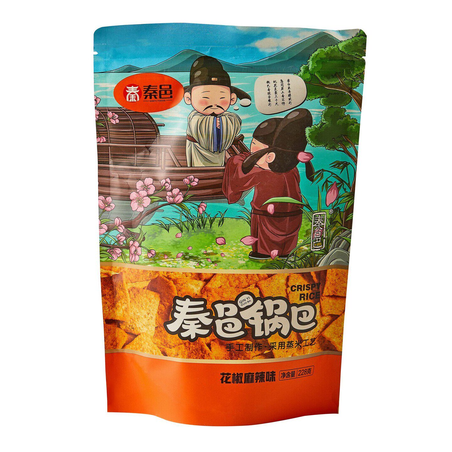 秦邑麻辣藤椒花椒小米手工锅巴陕西特产网红休闲零食小吃228克3袋