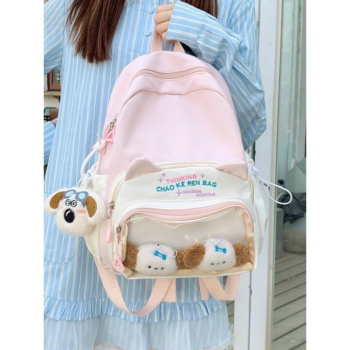 高颜值ins风书包初中女生双肩包高中生大容量可爱痛包多巴胺背包