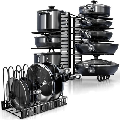 8 Tier Adjustable Pots and Pans Organizer Rack for
