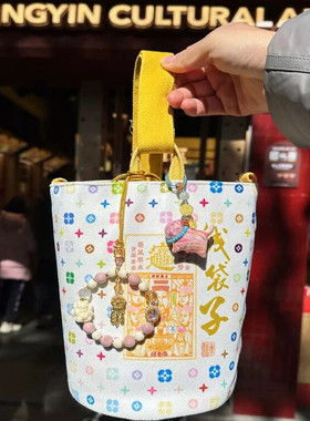 杭州钱袋子帆布包有钱花布袋蛇年新款白三彩春季斜挎单肩包