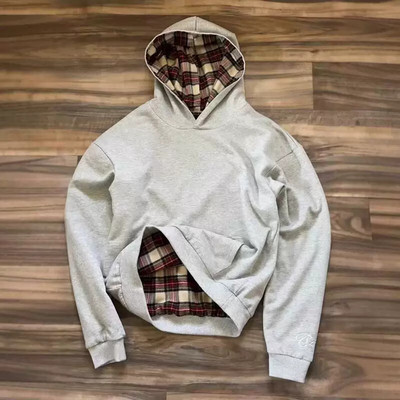 Unisex American Hip Hop Plaid Print Loose Hoodie Y2K