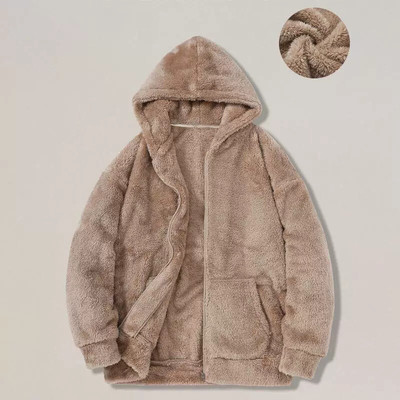 Couple Hooded Fleece Jacket Warm Comfortable Zipper
