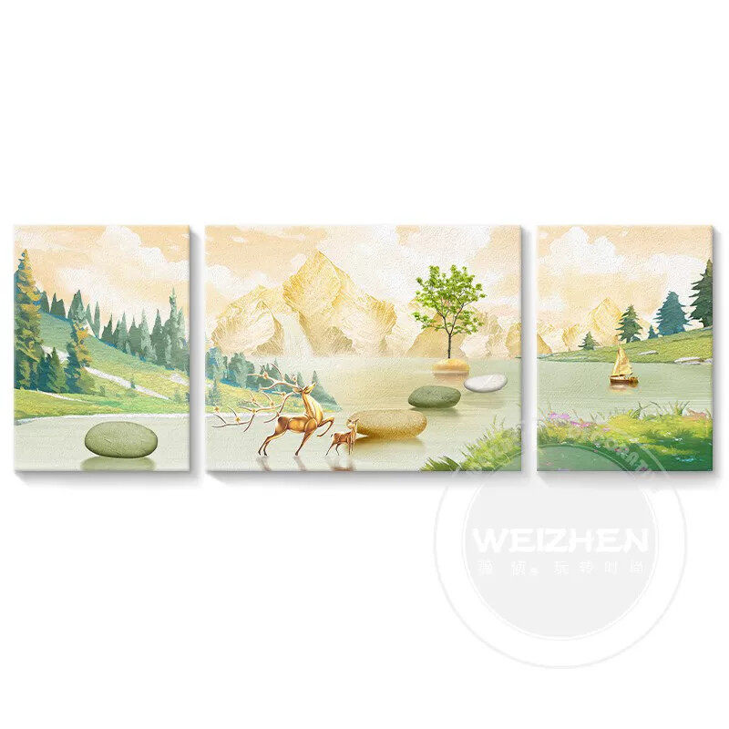 轻奢客厅装饰画奶油风沙发背景墙挂画壁画简约现代高级感立体砂岩