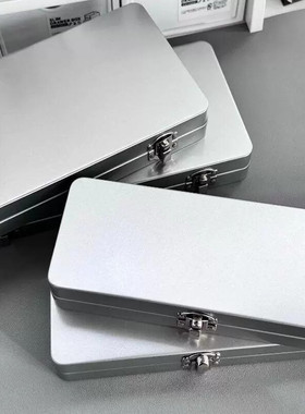 不锈钢铁盒子长方形加厚翻盖小型锁扣马口铁盒钢笔文具金属包装盒