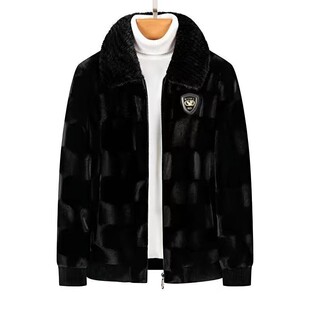 【冬季爆品】保暖翻领冬季秋冬男士黑貂皮夹克男款百搭夹克棉衣A0