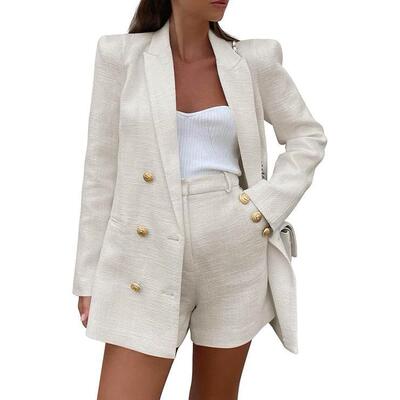 N 58855 Fashion Solid Color Wide Leg Suit Set 纯色西装套装