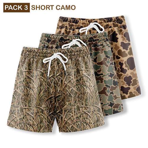 Pack 3 Duck Hunting Camo Shorts With 5 Inch Inseam for Men