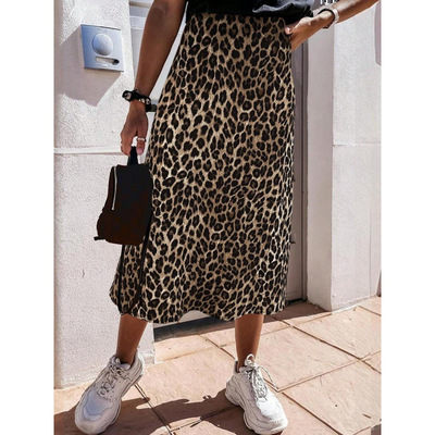 J 51696 Leopard print high waist midi skirt 豹纹印花高腰半裙
