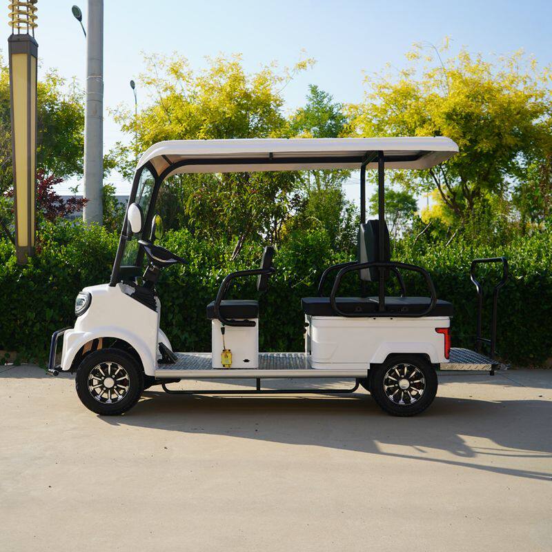 新款小巴士M8电动四轮车老年人代步车家用接送孩子带棚景区观光车