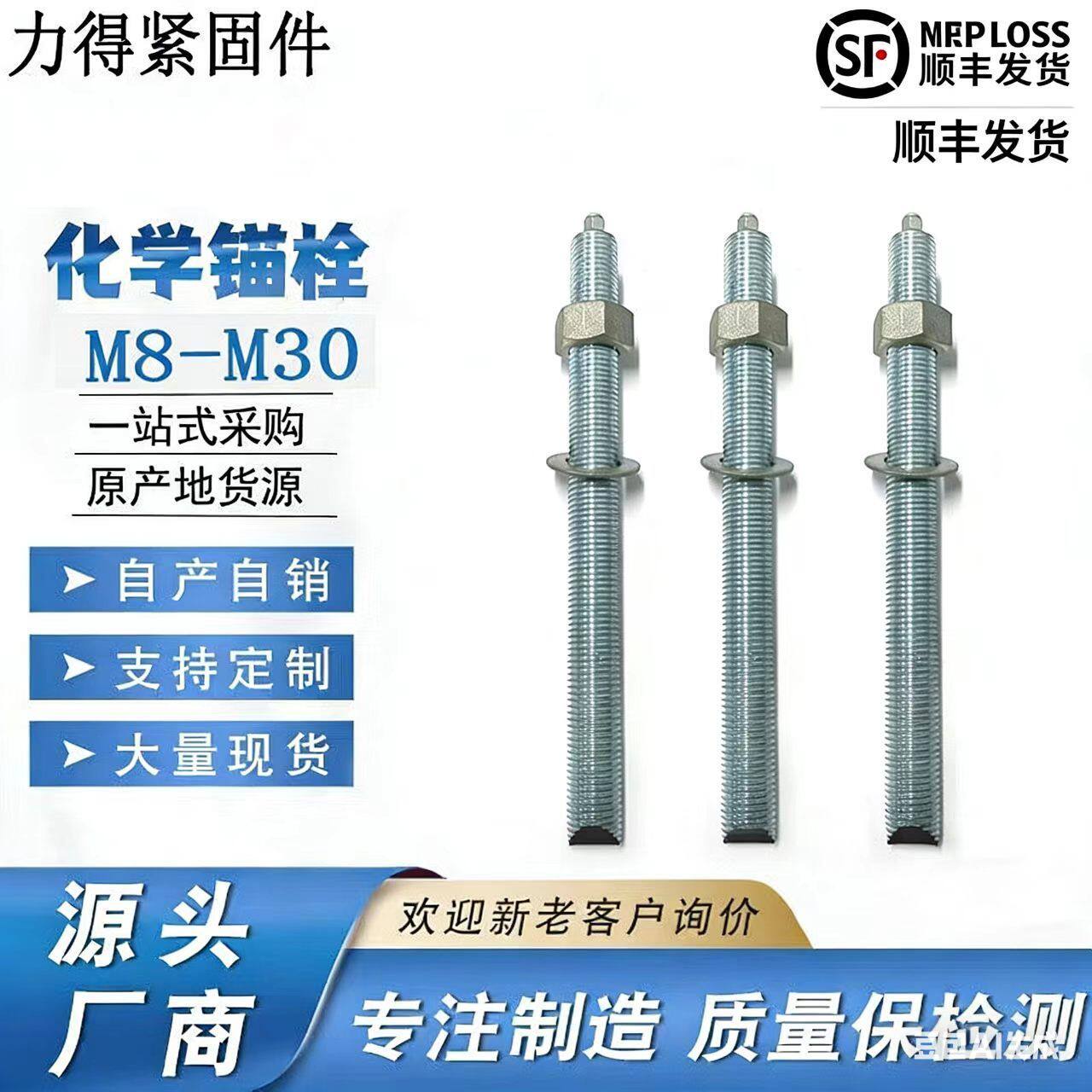 化学膨胀螺栓锚栓高强度国标螺丝镀锌螺栓M10M12M14M16M18M20M22