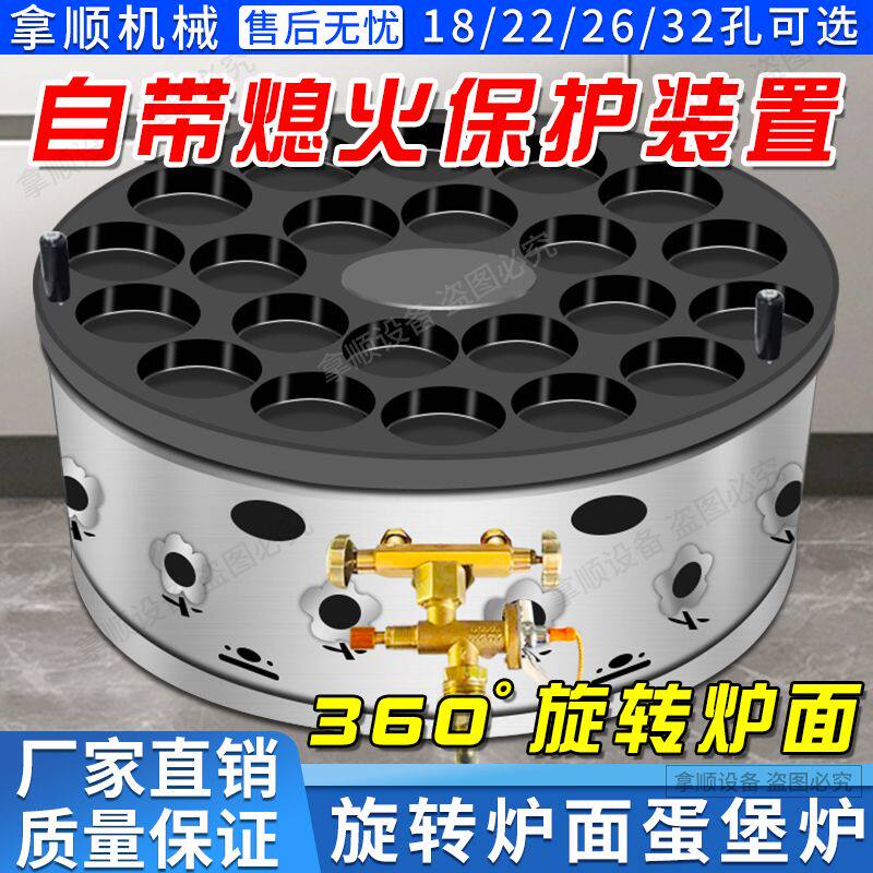 台式商用摆摊旋转鸡蛋汉堡炉车轮饼机红豆饼机蛋肉堡锅熄火保护