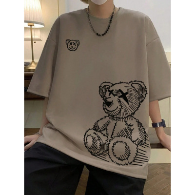 H 58637 Cartoon print loose men's tees 卡通熊图案宽松男 T 恤