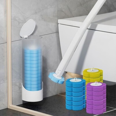 Ergonomic Handle Toilet Brush Set MultiColor Options