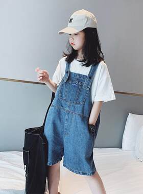 女童牛仔短裤背带裤子夏装2025新款中大童宽松韩版洋气潮夏天十岁
