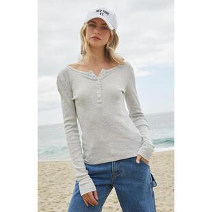B 95179 Ribbed Solid Slim Long Sleeve Tee 螺纹修身长袖 T 恤
