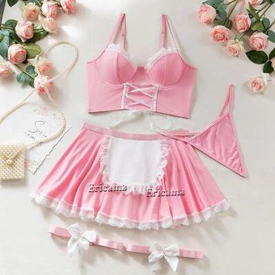 F 43671 Sexy Maid Uniform Set with Pockets 性感女仆制服套装
