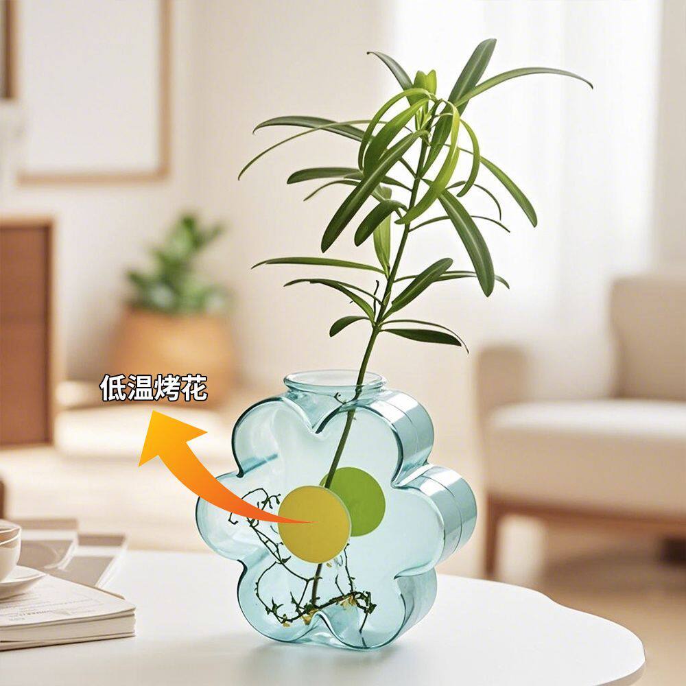 可爱迷你彩色玻璃花瓶水培小花插餐桌装饰插花器摆件