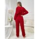 Pajamas Set Long Plush Sleeve Fleece Hooded Coral Cute Warm