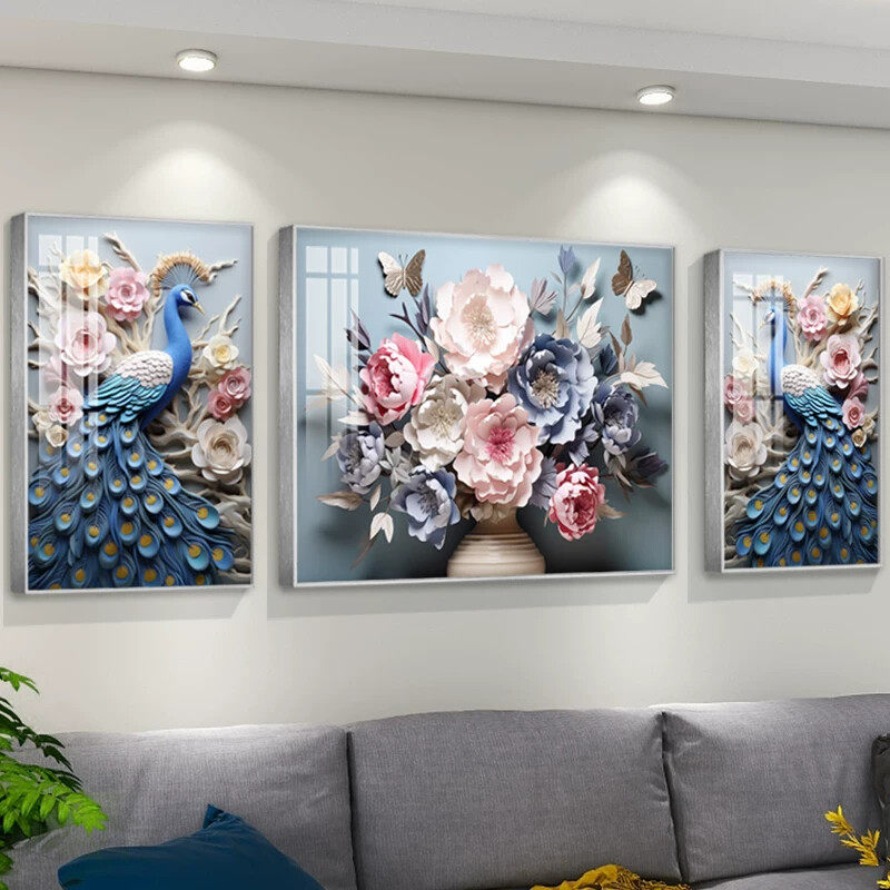 轻奢现代沙发背景墙装饰画客厅三联挂画新款创意高级感奶油风壁画