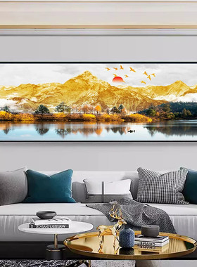 日照金山客厅装饰画沙发背景墙背靠金山挂画轻奢高级山水画靠山图