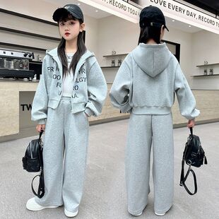 女童韩系穿搭2025春装儿童洋气时髦卫衣套装大童女孩春秋运动衣服