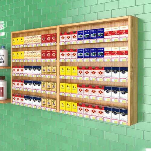 超市便利店商店上墙烟柜挂墙壁烟柜木组合香烟展示柜小烟柜可