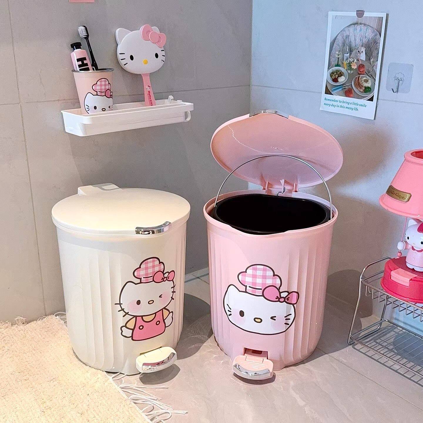 可爱kt猫带盖脚踏垃圾桶家用大容量垃圾篓厕所厨房废纸篓高颜值