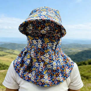 新款春季遮全脸防晒遮阳帽女士户外下地干活防虫粉尘紫外线采茶帽