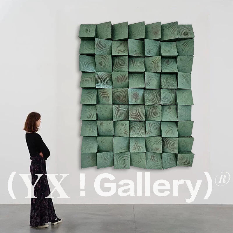 YX《雅绿》意式风卧室装饰画立体浮雕壁画大气客厅背景墙木雕挂画