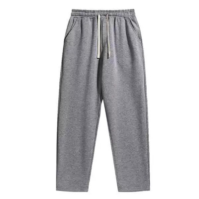 Men's Gray Loose Fit Sweatpants Drawstring Detail Soft