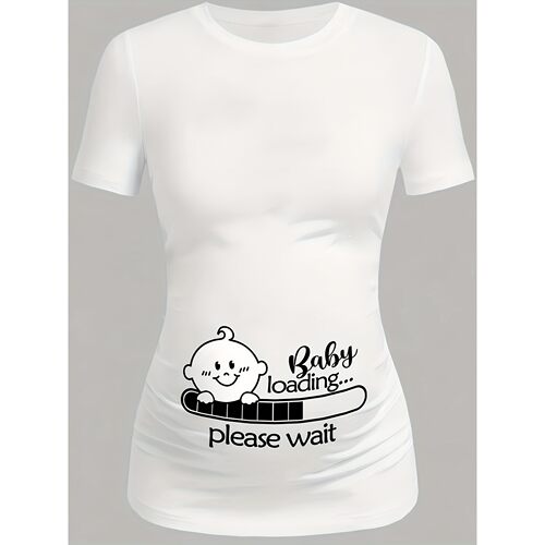 I 40411 Round Neck Pregnancy Announcement T-Shirt印花孕妇T