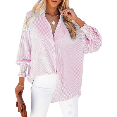K 63261 Long Sleeve Striped Beach Shirt 条纹度假衬衫 代