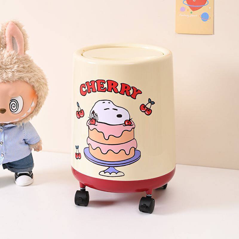 家用客厅厨房新款卧室高颜值垃圾桶有盖可爱带轮大容量可移动