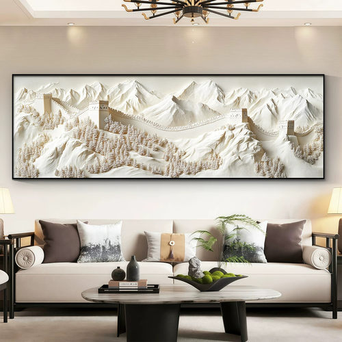 万里长城立体感客厅装饰画高档发光背景墙挂画大气沙发背景墙壁画