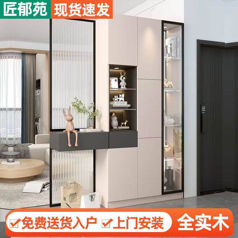实木入户门轻奢玄关柜轻奢高档镂空鞋柜一体屏风隔断客厅遮挡厅柜