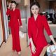高端气质女神职业西服主持人正装 红色西装 时尚 秋冬新款 工作服 套装