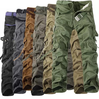 Men's Tactical Cargo Pants 8 Pocket Loose Fit Cotton