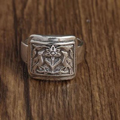 Vintage Silver Color Flower Bird Animal Rings for Women Exqu
