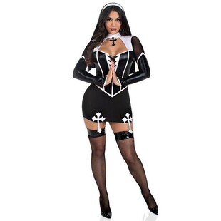 Costume Turtleneck with Open Dress See Sleeve Nun Long