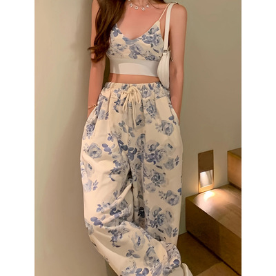 H 72609 Sexy Halter Jogger Set 性感吊带束脚裤套跨境