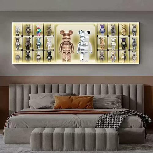 暴力熊LED灯画客厅装饰画沙发背景墙挂画发光卧室床头网红壁画