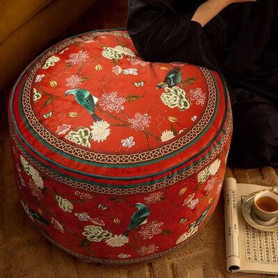 红色喜庆坐垫地上客厅坐墩阳台榻榻米懒人沙发蒲团坐垫锦绣华年