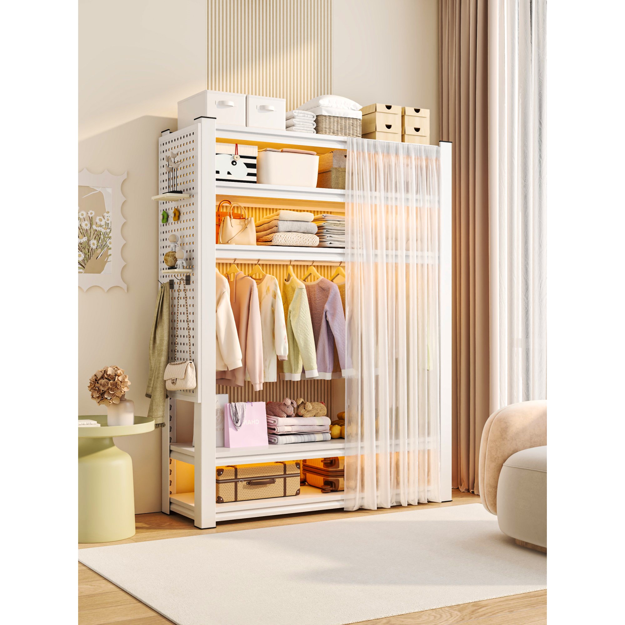 挂衣架家用落地卧室简易组装置物架出租房开放式货架衣柜收纳柜子