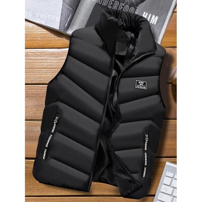 Men's Sleeveless Vest Warm Zip Up Stand Collar Jacket