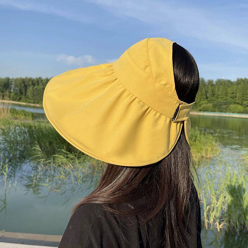 女款夏季防晒太阳帽子防紫外线空顶遮阳帽大头围空顶防晒帽大帽檐