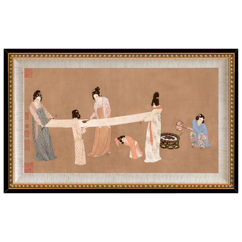 法式中国风玄关装饰画新中式客厅饭厅挂画卧室床头古风壁画侍女图