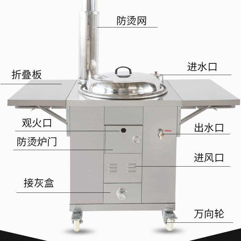 新款可移动柴火灶家用烧木柴无烟不锈钢柴火双灶灶台节能炉锅台灶
