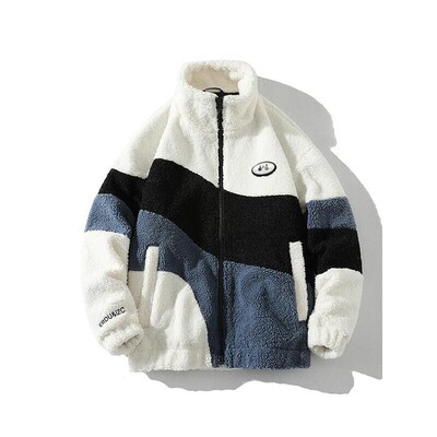 Men's Letter Embroidery Patched Drop Shoulder Thermal Lined