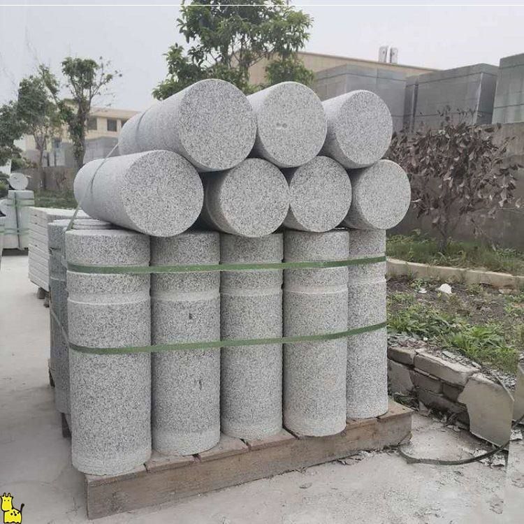 花岗岩阻车路障石柱学校圆柱子社区户外拦车石石头墩防撞圆石门口